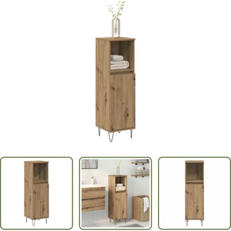 Armadio bagno -  Armadietto Bagno Rovere 30x30x100 cm Legno Multistrato