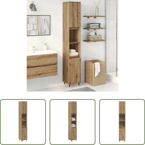 Armadio bagno -  Armadietto Bagno Rovere 30x30x190 cm Legno Multistrato