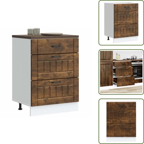 Armadio base - vidaXL Base da Cucina Lucca Rovere Fumo in Legno Multistrato - Armadio in truciolato