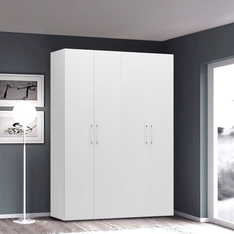 Armadio regolabile 180-110x205 h cm in legno bianco con tenda - Bernac