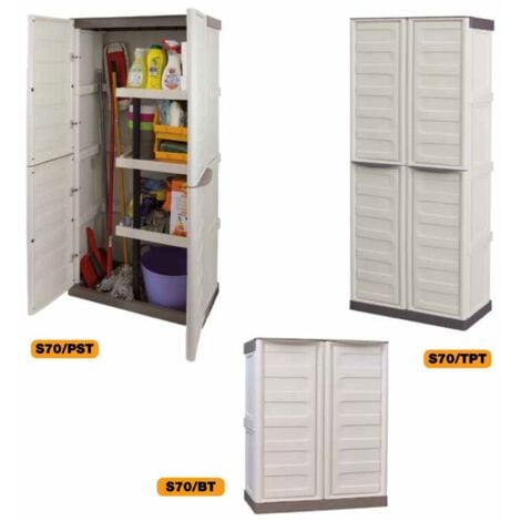 ARTPLAST Armadio Basso per esterno Interno Ripiano Terrazzo Giardino Armadietto in Resina