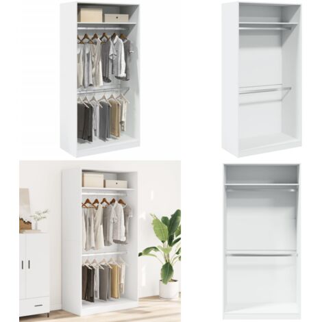 Armadio Bianco 100x50x200 cm in Legno Multistrato - Armadio in truciolato - Armadio bianco
