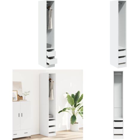 Armadio Bianco 30x50x200 cm in Legno Multistrato - Armadio in truciolato - Armadio bianco