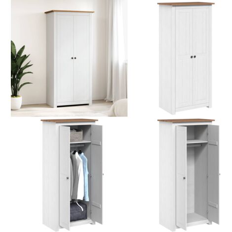 Armadio Bianco 80x50x171,5 cm Legno Massello Pino Panama Range - Guardaroba - Armadio in legno