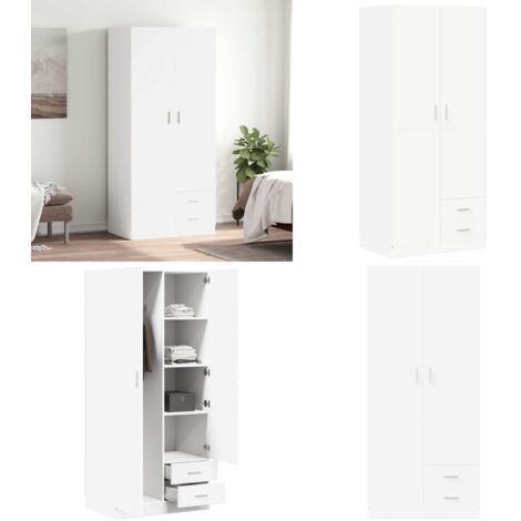 Armadio Bianco 80x52x180 cm in Legno Multistrato - Armadio bianco - Armadio con cassetti