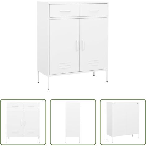 Armadio bianco -  Armadietto Bianco 80x35x101,5 cm in Acciaio