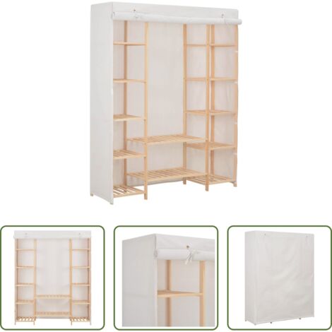 Armadio bianco -  Armadio Bianco 135x40x170 cm in Tessuto