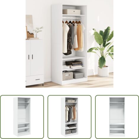 Armadio bianco -  Armadio Bianco 80x50x200 cm in Legno Multistrato