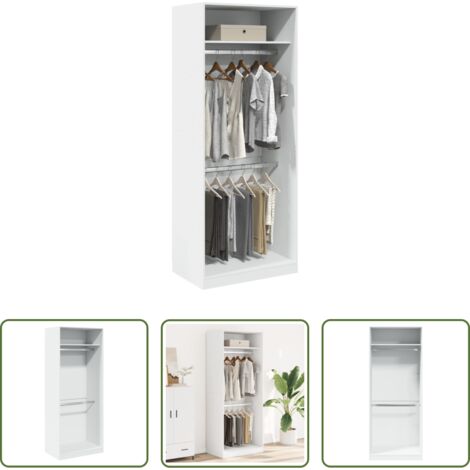 Armadio bianco -  Armadio Bianco 80x50x200 cm in Legno Multistrato