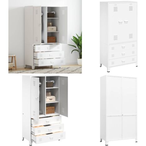 Armadio Bianco Industriale 90x50x180 cm in Metallo - Armadio industriale - Armadio bianco