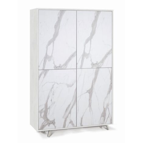 Armadio Bianco Marmo Mobile Credenza Ripiani  4 Ante Soggiorno Ingresso