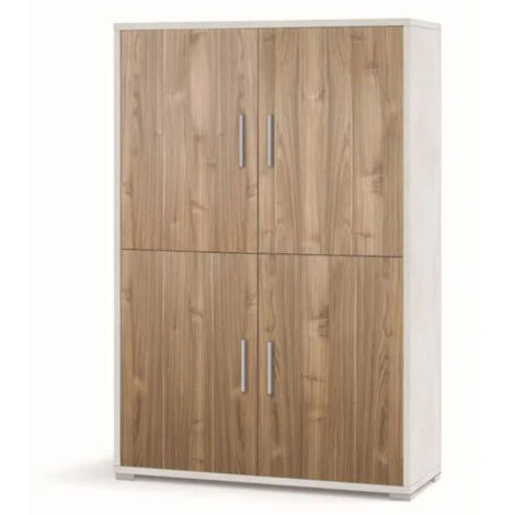 Armadio Bianco Noce Mobile 160 cm Credenza 4 Ante con Ripiani Soggiorno