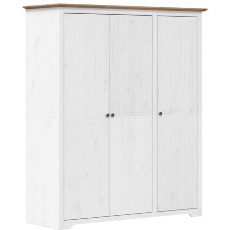 Armadio BODO 146x53,5x173 cm Legno Massello Pino Bianco Marrone vidaXL