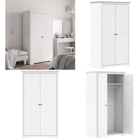 Armadio BODO 99x53,5x173 cm in Legno Massello di Pino Bianco - Armadio francese - Armadio con ante