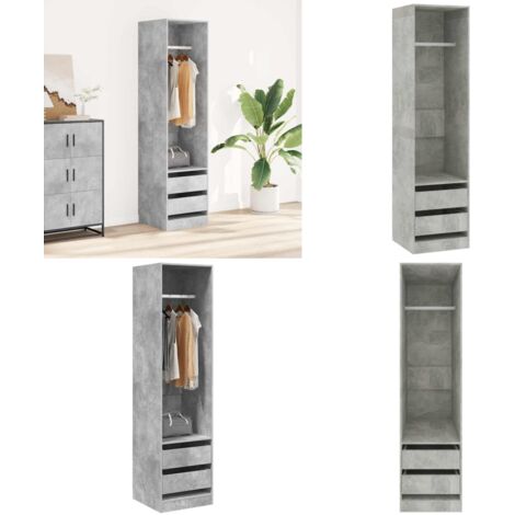Armadio Cassetti Grigio Cemento 50x50x200 cm Legno Multistrato - Armadio grigio cemento - Armadio in legno multistrato
