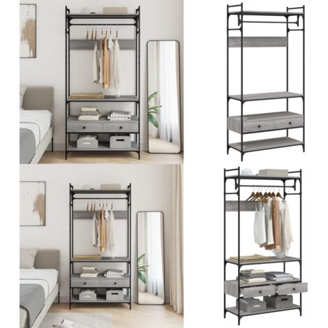 Armadio Cassetti Grigio Sonoma 89x39x184,5 cm Legno Multistrato - Armadio grigio - Armadio in legno multistrato