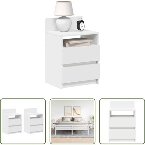 Armadio -  Comodini 2 pz con 2 Cassetti Bianchi 40x33x60 cm
