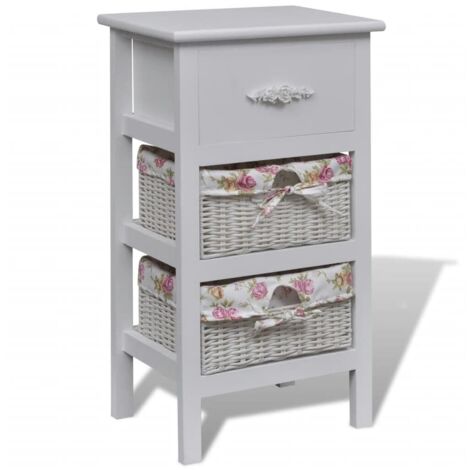 Armadio con 1 Cassetto e 2 Cestini Bianco in Legno di Paulownia vidaXL