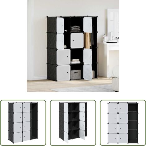 Armadio con 9 scomparti -  Armadio Modulare con 9 Scomparti 109x36,5x143 cm Nero e Bianco