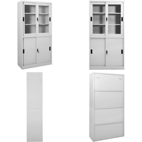 Armadio con Anta Scorrevole Grigio Chiaro 90x40x180 cm Acciaio - Armadio in acciaio - Armadio con ripiani regolabili