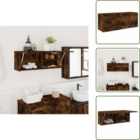 Armadio con ante a gas - vidaXL Armadietto Bagno Rovere Fumo 80x25x30 cm in Legno Multistrato - Armadio decorativo