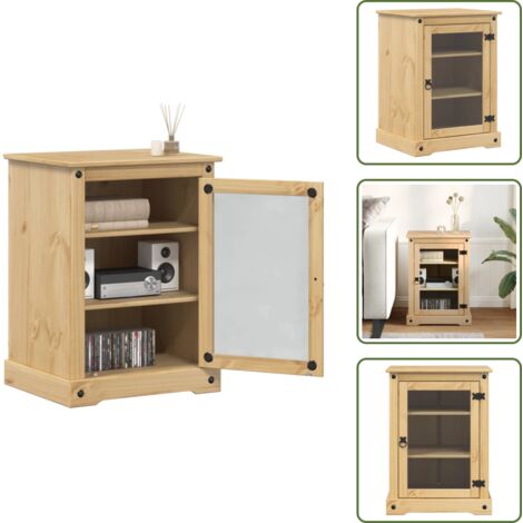 Armadio con ante in vetro - vidaXL Mobile HiFi Corona 60x50x82 cm in Legno Massello di Pino - Armadio con maniglia in metallo