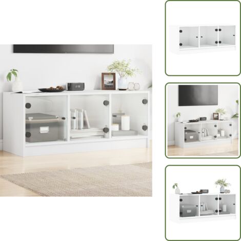 Armadio con ante in vetro - vidaXL Mobile Porta TV con Ante in Vetro Bianco 102x37x42 cm - Mobile TV in legno