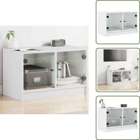 Armadio con ante in vetro - vidaXL Mobile Porta TV con Ante in Vetro Bianco 68x37x42 cm - Armadio per TV
