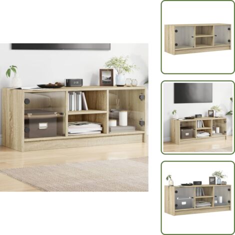 Armadio con ante in vetro - vidaXL Mobile Porta TV con Ante in Vetro Rovere Sonoma 102x37x42 cm - Armadio per TV