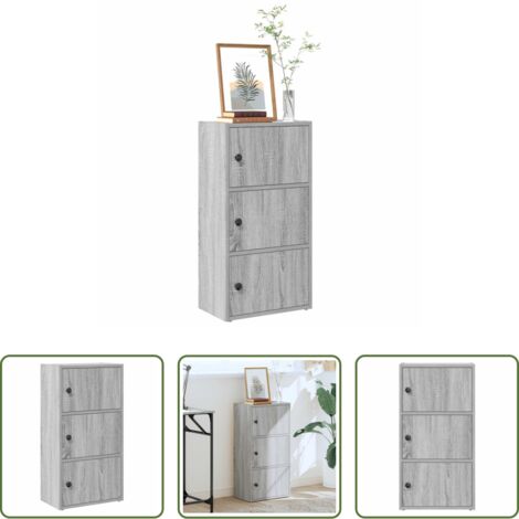 Armadio con ante -  Libreria Grigio Sonoma 40x24x77 cm in Legno Multistrato