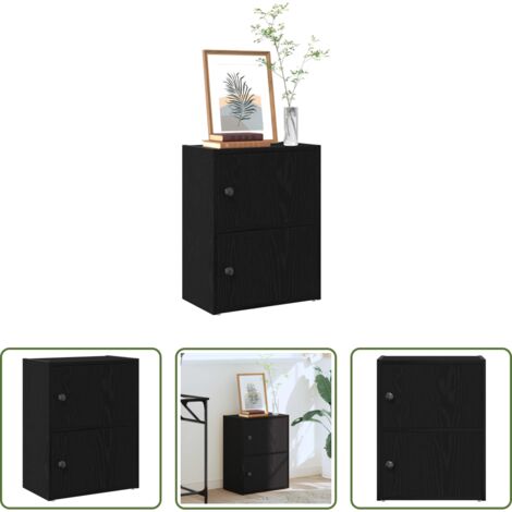 Armadio con ante -  Libreria Rovere Nero 40x24x52 cm in Legno Multistrato