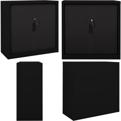 Armadio con Ante Scorrevoli Nero 90x40x90cm in Acciaio - Armadio in acciaio - Armadio nero