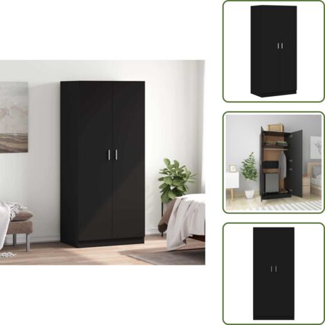 Armadio con ante - vidaXL Armadio Nero 80x52x180 cm in Legno Multistrato - Armadio con scomparto