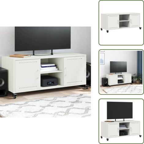 Armadio con ante - vidaXL Mobile TV Bianco 100,5x39x43,5 cm in Acciaio - Armadio con ripiani