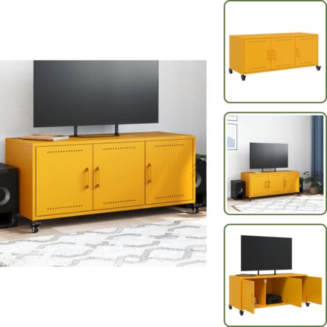 Armadio con ante - vidaXL Mobile TV Giallo Senape 100,5x39x43,5 cm in Acciaio - Armadio con ruote