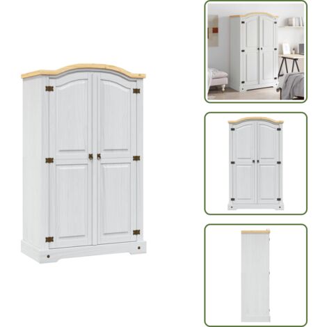 Armadio con ante - vidaXL vidaXL Armadio in Legno di Pino Messicano Corona 2 Ante Bianco - Armadio con ripiano superiore