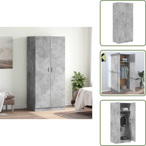 Armadio con asta appendiabiti - vidaXL Armadio Grigio Cemento 80x52x180 cm in Legno Multistrato - Armadio per vestiti