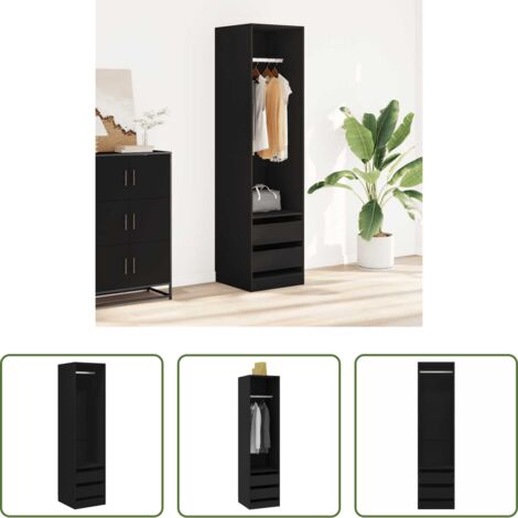 Armadio con cassetti -  Armadio con Cassetti Nero 50x50x200 cm in Legno Multistrato