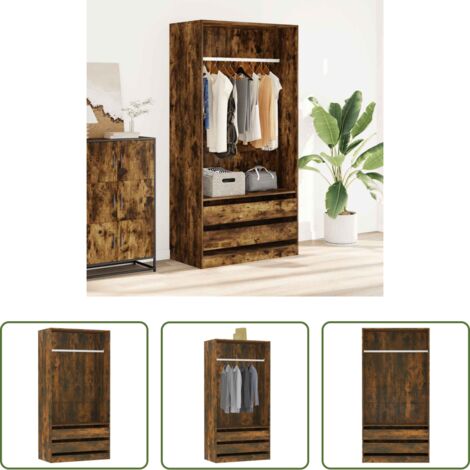 Armadio con cassetti -  Armadio Rovere Fumo 100x50x200 cm in Legno Multistrato