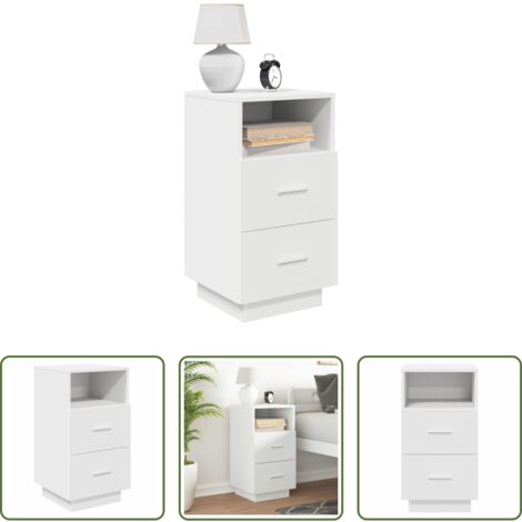 Armadio con cassetti -  Comodino con 2 Cassetti Bianco 36x36x68 cm