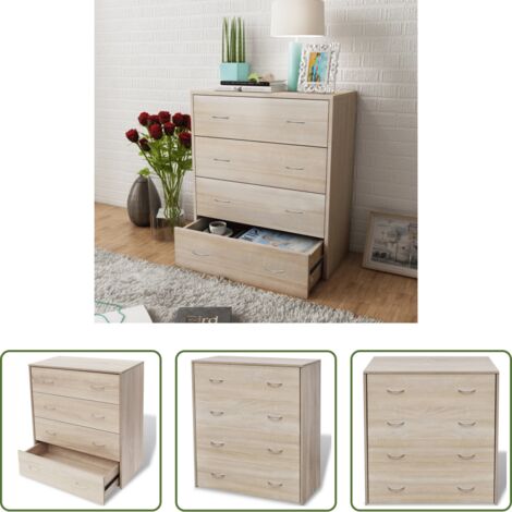 Armadio con cassetti -  Credenza con 4 Cassetti 60x30,5x71 cm Colore Rovere
