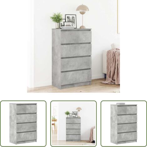 Armadio con cassetti -  Credenza Grigio Cemento 60x35x98,5 cm in Legno Multistrato