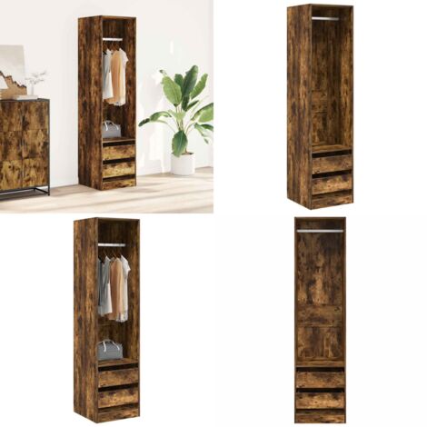 Armadio con Cassetti Rovere Fumo 50x50x200 cm Legno Multistrato - Armadio in legno multistrato - Armadio con vano aperto