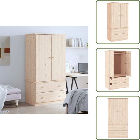 Armadio con cassetti - vidaXL Armadio ALTA 90x55x170 cm in Legno Massello di Pino - Armadio con ante