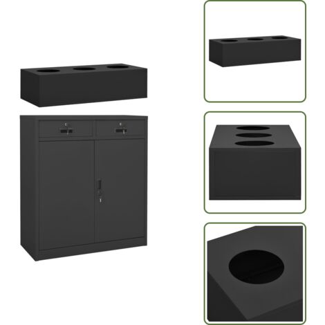 Armadio con cassetti - vidaXL Armadio Ufficio con Fioriera Antracite 90x40x125 cm in Acciaio - Armadio con ripiani regolabili