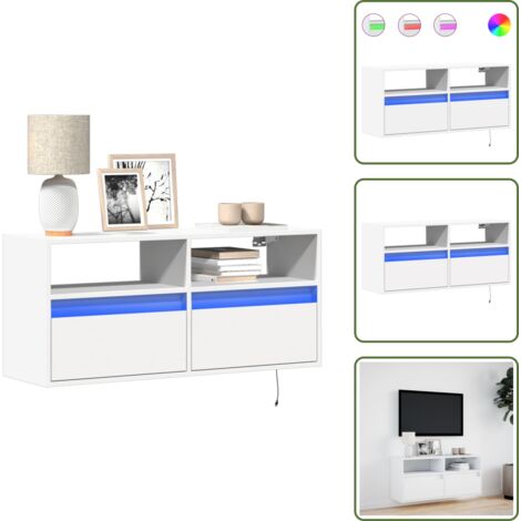 Armadio con cassetti - vidaXL Mobile TV a Parete con Luci LED Bianco 100x31x45 cm - Armadio salvaspazio