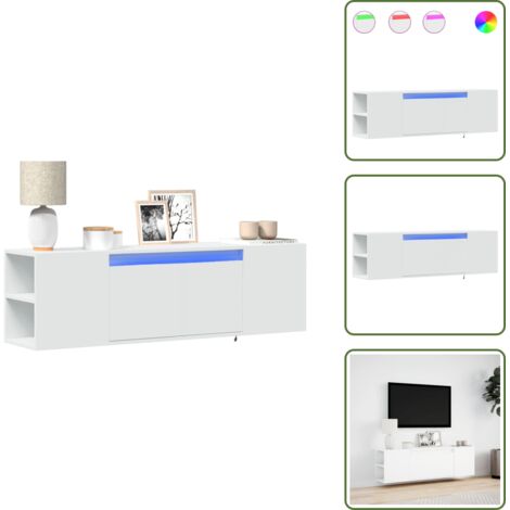 Armadio con cassetti - vidaXL Mobile TV a Parete con Luci LED Bianco 135x31x39,5 cm - Armadio salvaspazio