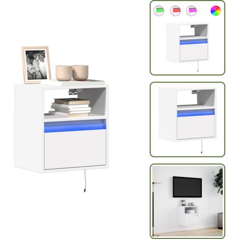 Armadio con cassetti - vidaXL Mobile TV a Parete con Luci LED Bianco 41x31x45 cm - Armadio salvaspazio