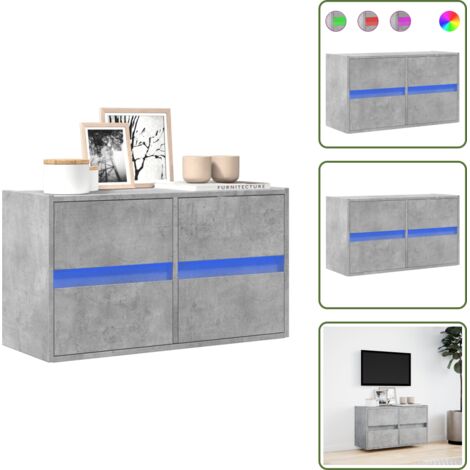 Armadio con cassetti - vidaXL Mobile TV a Parete con Luci LED Grigio Cemento 80x31x45 cm - Armadio salvaspazio