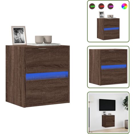 Armadio con cassetti - vidaXL Mobile TV a Parete con Luci LED Rovere Marrone 41x31x45 cm - Armadio salvaspazio